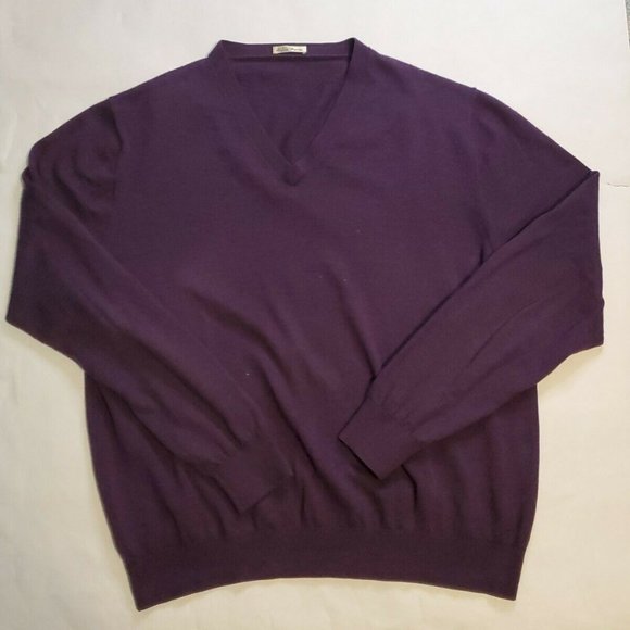 VTG Men’s Large 100% Italian Extra Fine MERINO WOOL Sweater Purple EUC - Picture 1 of 8